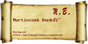 Martincsek Benkő névjegykártya